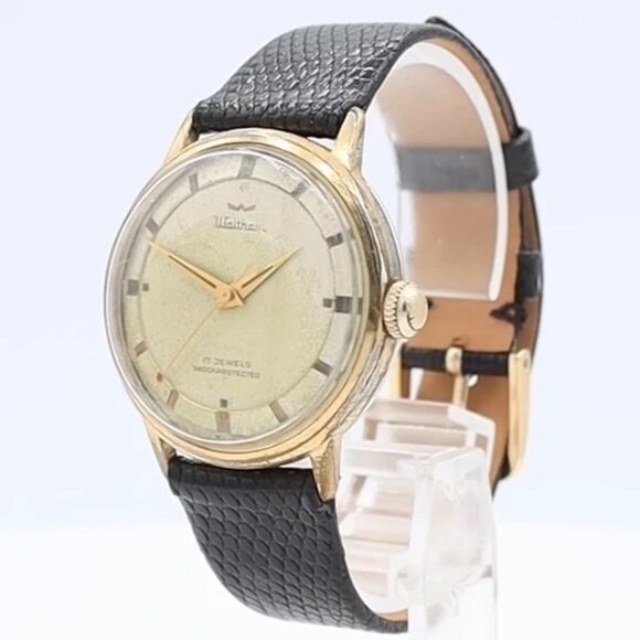 Vintage Waltham Pie Pan Men's Mechanical Wristwatch AS 1686 Swiss Gold Tone